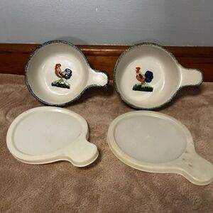 Alco Industries Inc Ceramic Rooster Bowl set , Soup Bowl w/ handle And Lid